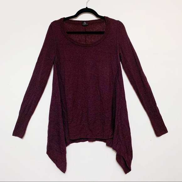 Club Monaco Sweaters - Club Monaco Alpaca Blend Asymmetrical Hem Sweater Tunic, Burgundy, Size S